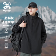 Wassup Sohot沖鋒衣男女春秋季戶(hù)外夾克潮牌防風(fēng)情侶外套 黑色 3XL