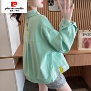 皮爾卡丹（pierre cardin）小個子短款休閑外套女2025年新款春季韓版洋氣減齡百搭寬松上衣 2016-綠色 S 【80-95斤】