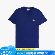 鱷魚男士高端T恤V領(lǐng)紅色潮流時尚歐美男裝夏裝短袖上衣TH5696 Navy Blue M - 4