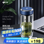 萬(wàn)象（WANXIANG）雙層玻璃杯弧形款帶濾網(wǎng)商務(wù)水杯V269灰藍色加厚耐熱泡茶杯