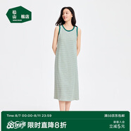 松山棉店二合一薄荷條紋女士帶杯背心裙無(wú)袖長(zhǎng)款顯瘦睡裙休閑寬松綠條紋M