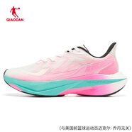 喬丹（QIAODAN）飛影5.0 喬丹跑步鞋男2025夏緩震中考體測競速運動鞋QDB023252251 喬丹白/極光粉 39