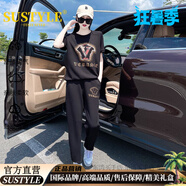 SUSTYLE休閑時(shí)尚套裝女高端輕奢品牌女裝2025夏季新款歐美時(shí)髦潮牌套裝 黑色套裝 L 【建議105-120斤】