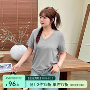 惟友大碼t恤 女 寬松胖mm胖妹妹夏裝大碼女裝純色顯瘦上衣 冰川灰 3XL 【尺碼偏大】 建議170-190斤