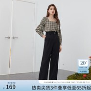 范思藍恩 春秋裝新款拖地褲子女高腰直筒褲休閑褲顯瘦長褲 黑色 XL
