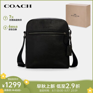 蔻馳（COACH）【品牌直供】男士小號單肩斜挎包黑色牛皮革4011QBBK七夕禮物