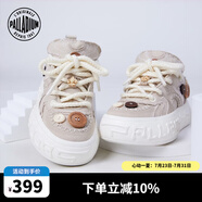 帕拉?。≒ALLADIUM）扣子鞋休閑鞋情侶款厚底低幫板鞋帆布鞋 斑鳩灰/白-甜柴色 37
