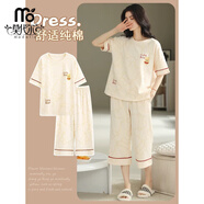 莫代爾睡衣女夏季100%純棉短袖短褲甜美薄款全棉休閑學(xué)生家居服女套裝 79962（純棉） XL 【建議115-130斤穿】
