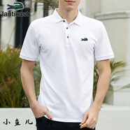 卡帝樂鱷魚魚男女polo衫潮夏季2025新款翻領(lǐng)短袖t恤純棉百搭休閑上衣 2118-白色 S 建議85-100斤