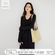 對(duì)白【杜鵑同款】法式針織連衣裙女秋冬2025新款顯瘦內(nèi)搭毛衣長(zhǎng)裙 靜謐黑 M