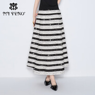 MY TENO商場(chǎng)同款2025夏季新款黑白條紋印花半身裙半裙子長(cháng)裙時(shí)尚女 條紋 S 36