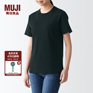 無印良品（MUJI） 女式 雙羅紋編織 T恤 休閑百搭 短袖女夏季薄荷曼波風(fēng) 黑色 2S XS