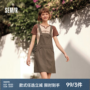 Semir森馬背帶裙女疊穿小個子短裙24夏季時尚寬松連衣裙復古百搭 咖啡50892 L