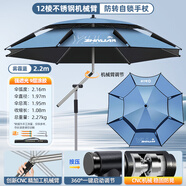 漁之源 釣魚(yú)傘防暴雨大釣傘多向加厚雨傘防風(fēng)戶(hù)外遮陽(yáng)傘防雨垂釣釣傘 2.2米 福利一口價(jià)【12棱201鋼+防轉地插】霧藍