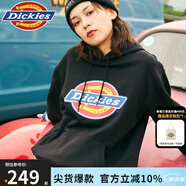 dickies衛(wèi)衣 印花羅紋袖口連帽衛(wèi)衣 情侶男女同款抓絨上衣 DK009586 黑色 L