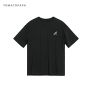 TOMATOPAPA夏季新款簡(jiǎn)約圓領(lǐng)短袖2025夏季T恤刺繡休閑百搭男上衣 黑色 XL