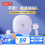 海威特（HAVIT）真無線藍(lán)牙耳機(jī) 半入耳式運(yùn)動降噪重低音音樂游戲低延遲 通用華為蘋果手機(jī) E9紫色