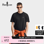 比音勒芬2025夏季新款透氣圓領(lǐng)防曬短袖T恤休閑簡(jiǎn)約親膚男士上衣日常通勤 07黑色 4XL （125）