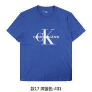 凱文克萊（Calvin Klein）CK 美國 男士純棉經(jīng)典簽名字母大標圖案圓領(lǐng)短袖T恤 深藍色 款17-41VP883_401 S