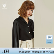 范思藍(lán)恩春秋新款雪紡白襯衫女設(shè)計(jì)感小眾復(fù)古港味職業(yè)裝襯衣女 黑色 L