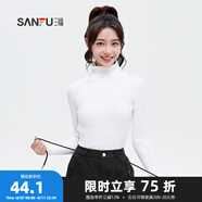 三福毛衣2025冬氣質(zhì)高翻領(lǐng)高彈包芯紗修身打底上衣女472762 白色 165/88A/M