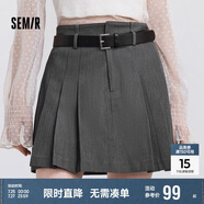 森馬（Semir）半身裙女腰帶西裝百褶裙顯瘦2025春季女團風遮胯短裙109125120001