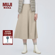 無(wú)印良品（MUJI）女式 彈力起毛 寬擺裙 休閑中長(cháng)款A字半身裙子女款秋季 BE1P4C3A 淺米色 XS (150/58A)