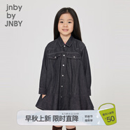 jnby by JNBY江南布衣童裝秋牛仔長(zhǎng)袖連衣裙耐寬松洗耐穿女童兒童1N8G12000 991牛仔藏青 150 cm