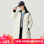 哥弟真的好（GIRDEAR）女裝菱格壓紋中長款鴨絨羽絨服女A400742 白 M (3碼)