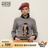 Teenie Weenie小熊女裝冬裝學(xué)院風(fēng)時髦休閑舒適圓領(lǐng)毛衣毛針織衫 中灰色 M 165