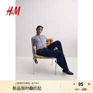 H&M女裝毛針織衫夏季慵懶風圓領長袖打底衫短款外套0579541 淺灰藍色 XXS 155/76