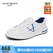VICKI BROWN【VB男鞋】法國品牌簡約潮流板鞋刺繡百搭小白鞋舒適休閑鞋男 白藍(lán)色 39