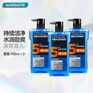 屈臣氏歐萊雅男士去屑洗發(fā)露700ml新舊包裝隨機(jī)發(fā)貨 活泉勁爽 700ml*3瓶