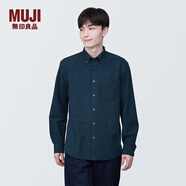 無(wú)印良品 MUJI 男式 棉水洗牛津 紐扣領(lǐng) 長(zhǎng)袖襯衫 襯衣外套純棉全棉 藏青色 M (170/92A)