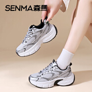 森馬（senma）女鞋2025新款秋季透氣薄款老爹鞋女款厚底增高網(wǎng)面休閑運動跑步鞋 銀色[主圖款] 37 標(biāo)準(zhǔn)運動鞋碼現(xiàn)貨速發(fā)
