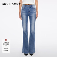 MISS SIXTY【安心品質(zhì)】25進(jìn)口面料牛仔褲含天絲修身顯瘦微喇叭褲 中藍(lán)-短版(25秋) 28