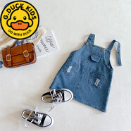 G.duck女童裙子秋款女寶寶牛仔背帶裙兒童連衣裙洋氣時(shí)髦小童夏季春秋薄 藍色 背帶裙 80 適合70-80cm年齡1-2歲