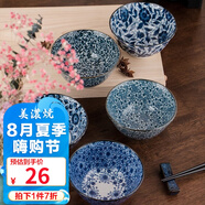 美濃燒（Mino Yaki）日本進(jìn)口陶瓷 古染青花陶瓷家用單個(gè)釉下彩復(fù)古日式吃飯碗飯碗 菊華