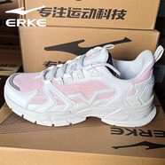 鴻星爾克（ERKE）清倉女鞋運動(dòng)鞋2024年秋冬季新款網(wǎng)面透氣跑步鞋休閑減震輕便女士 3213正白櫻花嫩粉 35