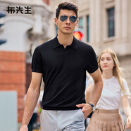 布先生海鷗領(lǐng)針織涼感T恤男士短袖透氣速干商務(wù)POLO 鋼琴黑 2XL (185)