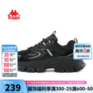 KAPPA卡帕男鞋運動鞋鞋2023夏季新款潮流百搭解構(gòu)老爹鞋復(fù)古休閑跑鞋子 黑色/銀色 35
