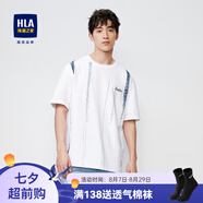 HLA海瀾之家短袖T恤23新款微彈落肩微闊圓領(lǐng)短袖男夏季HNTBJ2Y153A 米白花紋F3 170/88A/M