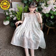 G.DUCK KIDS GO WITH DUCK女童夏裝2025新款小寶寶中大童韓版洋氣兒童裝百搭潮休閑女孩夏季 米白色 120 cm