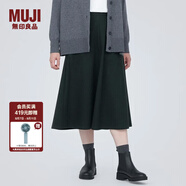 無(wú)印良品（MUJI）女式 彈力起毛 寬擺裙 休閑中長(cháng)款A字半身裙子女款秋季 BE1P4C3A 黑色 S (155/62A)