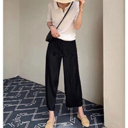 日本三宅一生褶皺上衣不規則短袖上衣夏百褶寬松中長(cháng)款圓領(lǐng)顯瘦 黑色九分褲 日本三宅一生 M 日本三宅一生