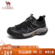 駱駝（CAMEL）踏山男士戶外登山復(fù)古網(wǎng)面休閑低幫徒步鞋 G14S342046 黑色 39