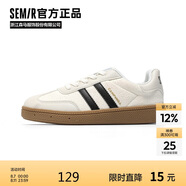 Semir德訓鞋女春夏薄底板鞋休閑鞋女SZY251006 象牙白/黑色/樹脂黃 35