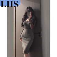 LIIS微胖性感拼接蕾絲鏤空連衣裙女春夏季御姐風(fēng)氣質(zhì)收腰包臀長(cháng)裙 連衣裙原版質(zhì)量 S 建議80-95斤