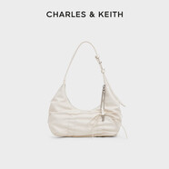CHARLES&KEITH【七夕禮物】女包CK2-40271626褶皺蝴蝶結腋下包女 Cream奶白色