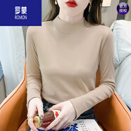 羅蒙（ROMON）半高領雙面德絨打底衫女高級感秋冬內搭修身25新款春秋中領上衣 高檔品牌駝色+女裝十大品牌 L 【建議95-110斤】+女裝十大品牌